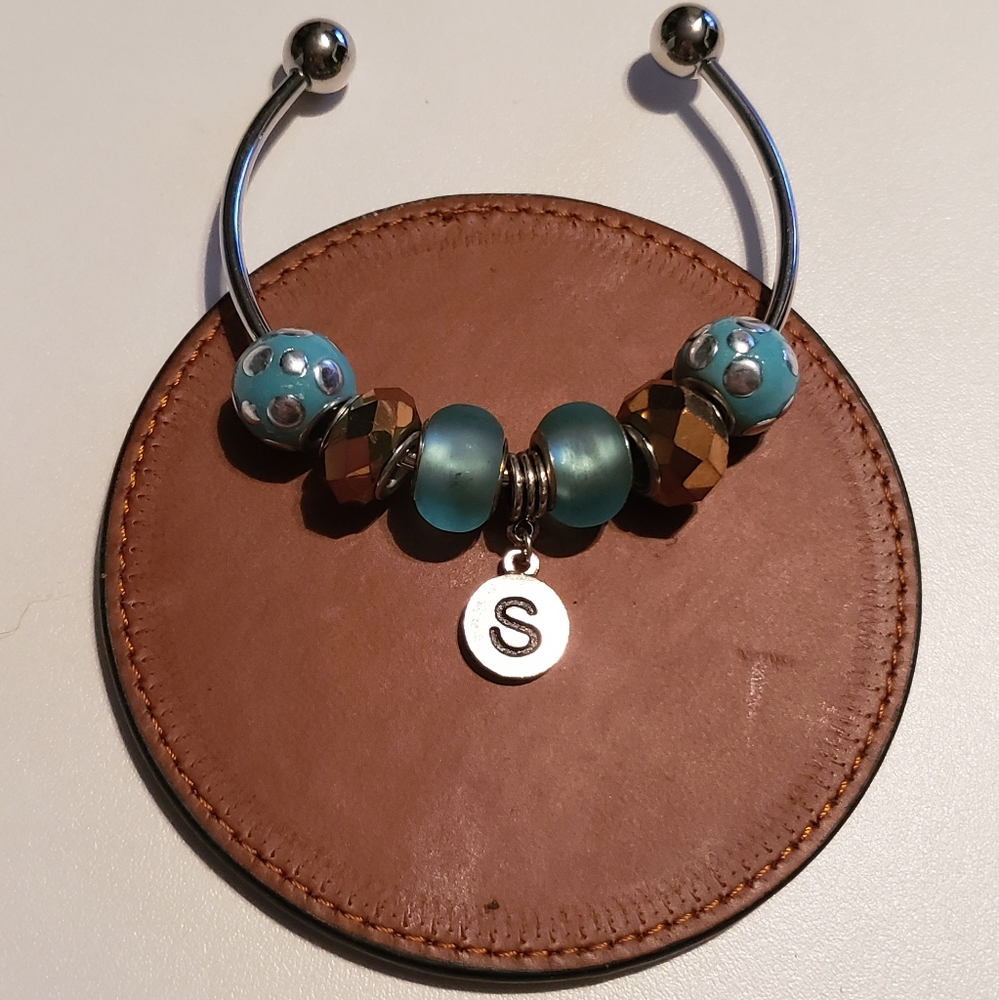 Initial S Blue & Silver Bracelet